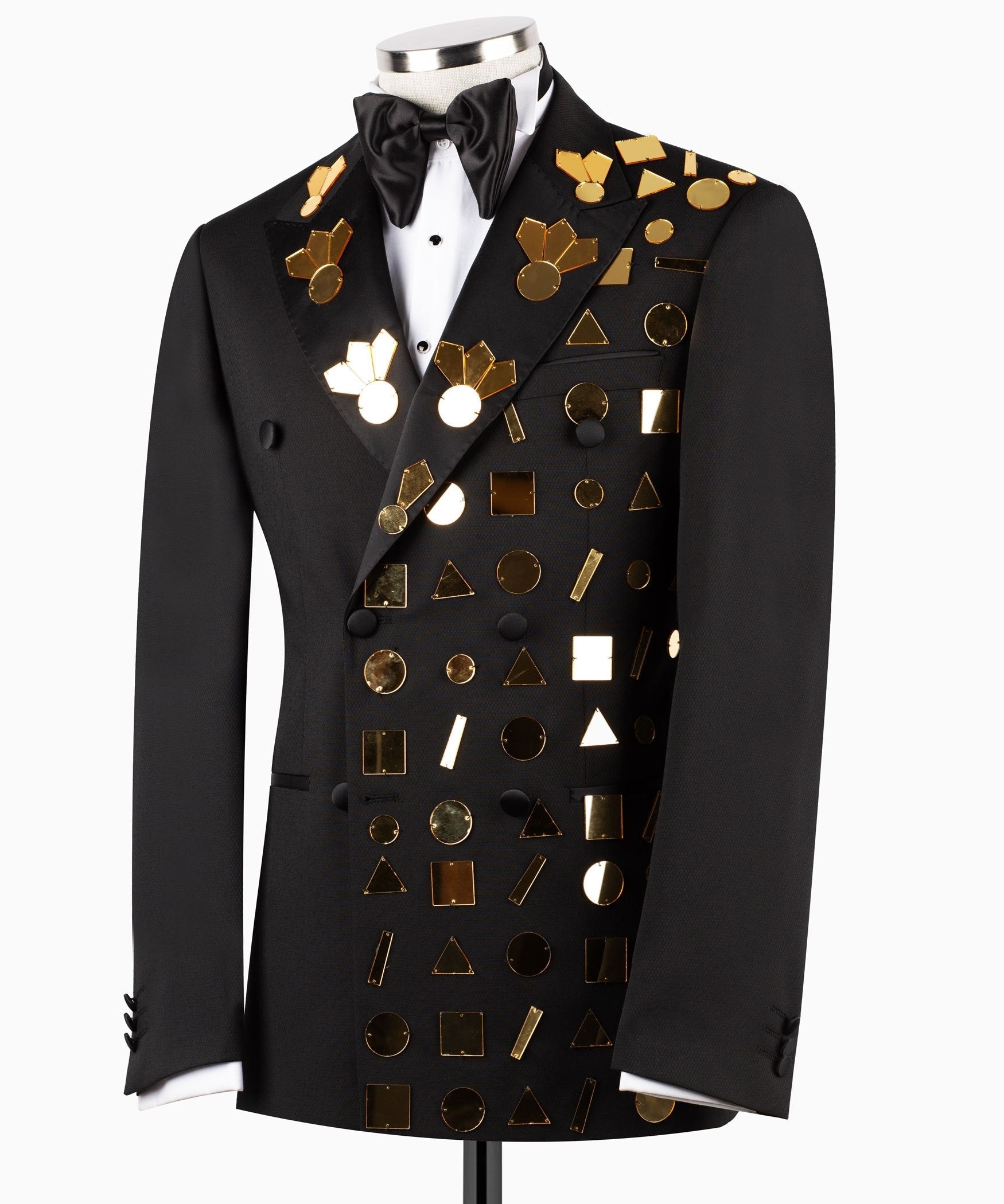Black Embellished Double Breasted Tuxedo | Charly Luxury