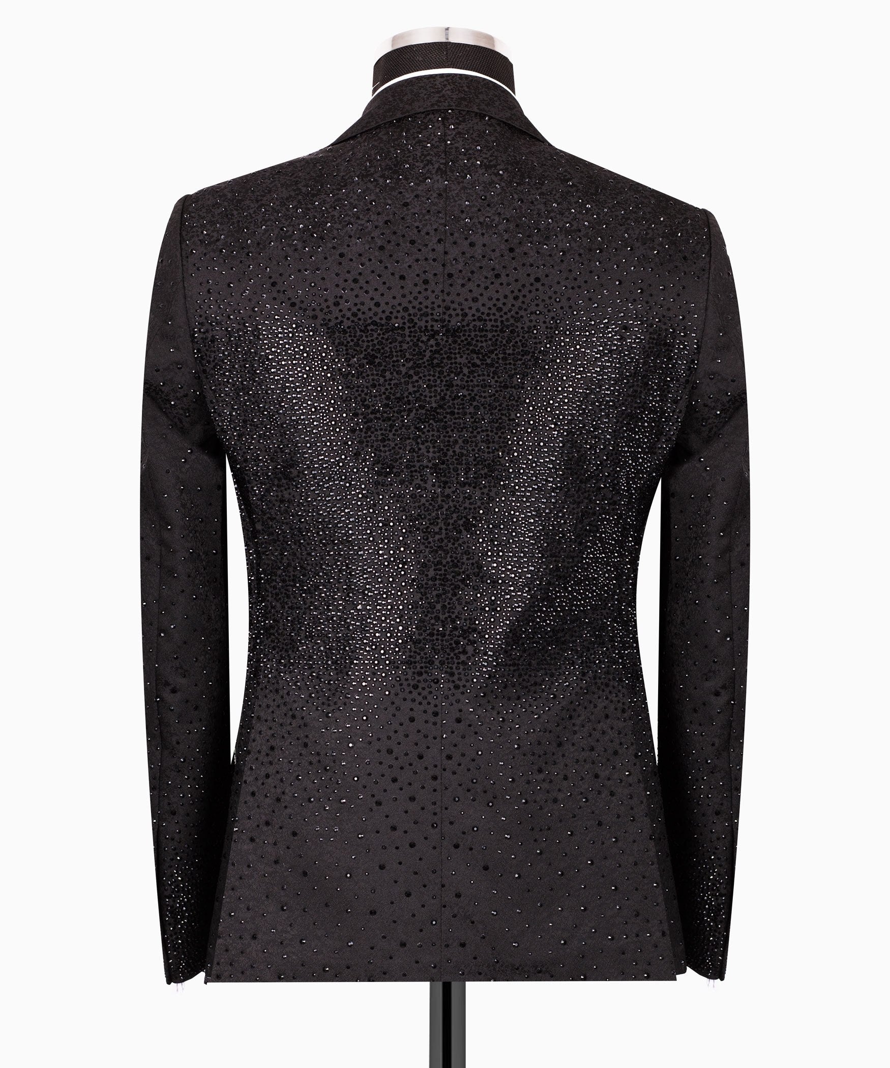 Black Hand-Embellished Peak Lapel Tuxedo | Charly Luxury