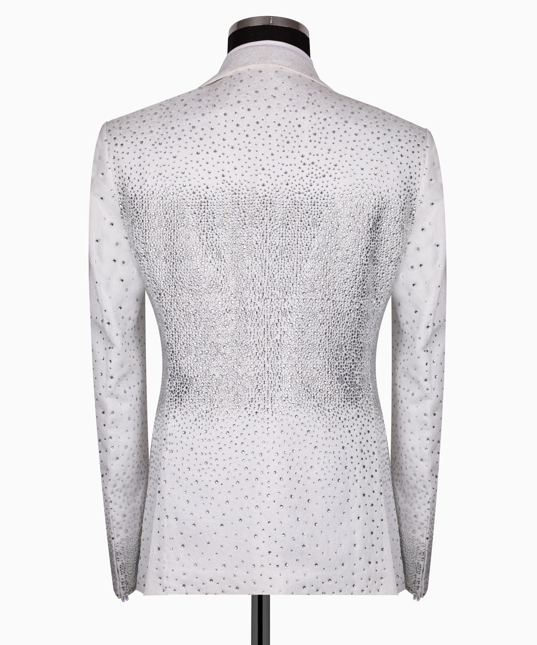 White Crystal Embellished Peak Lapel Tuxedo | Charly Luxury