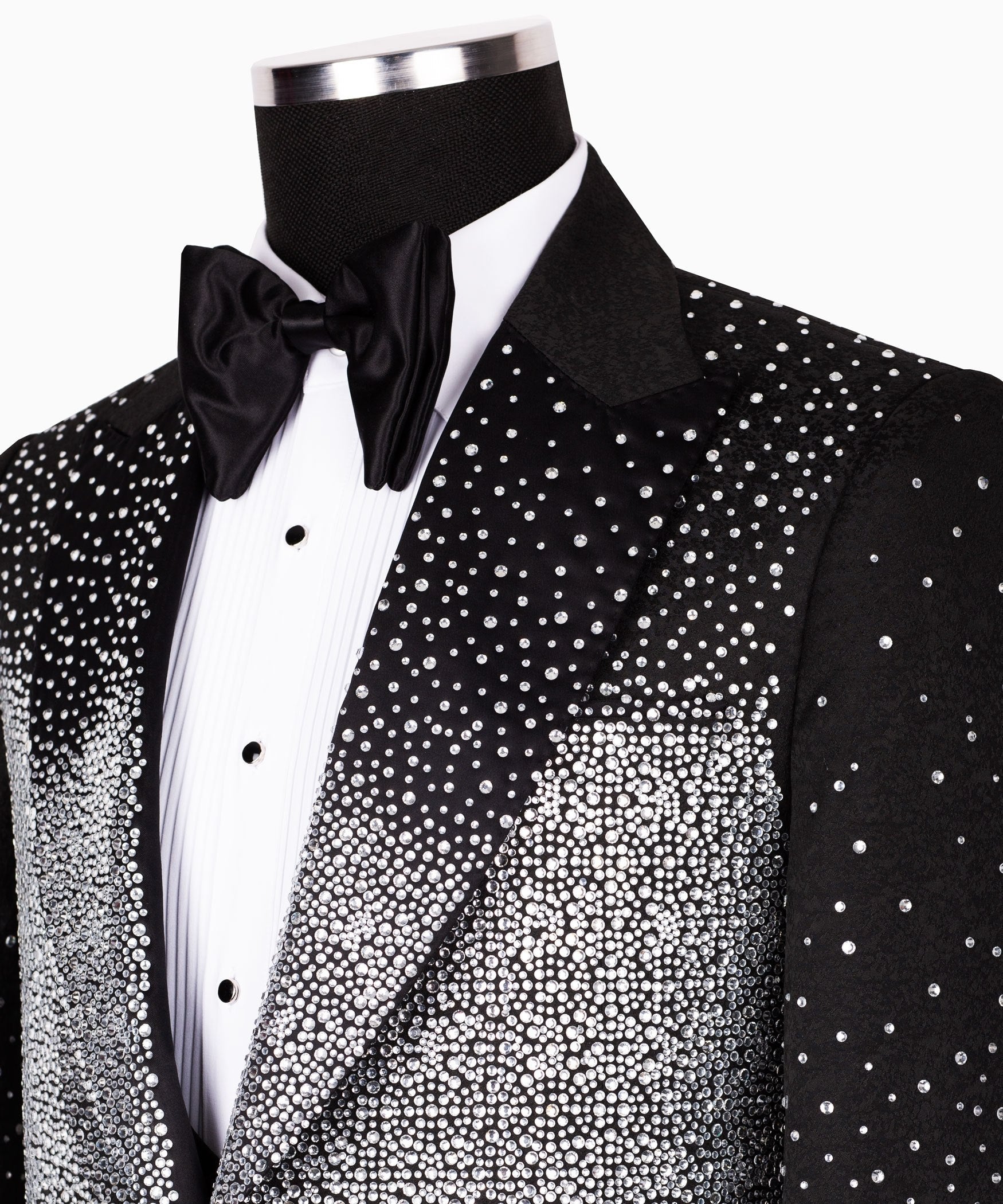 Black Crystal-Adorned Slim Fit Tuxedo | Charly Luxury