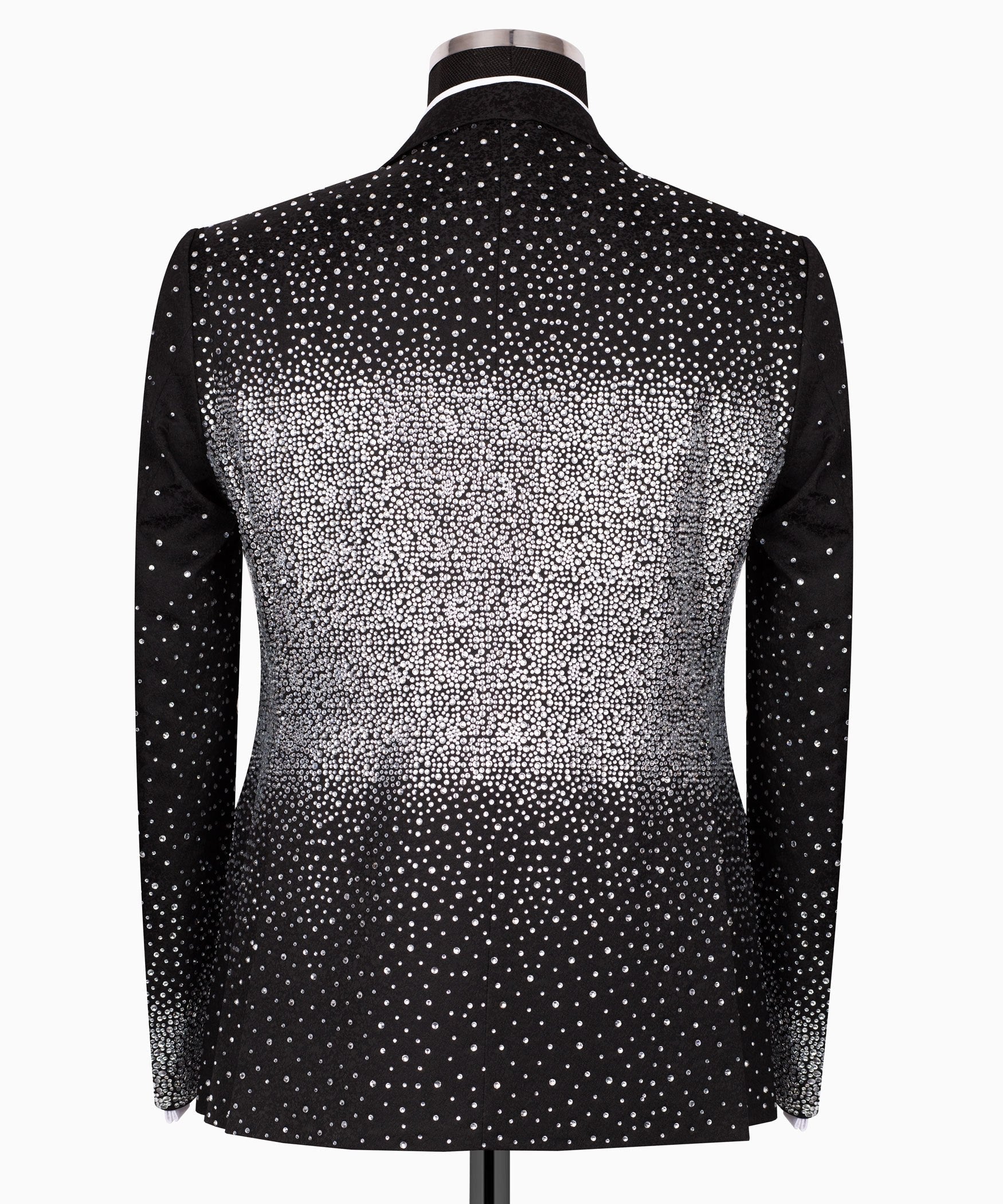 Black Crystal-Adorned Slim Fit Tuxedo | Charly Luxury
