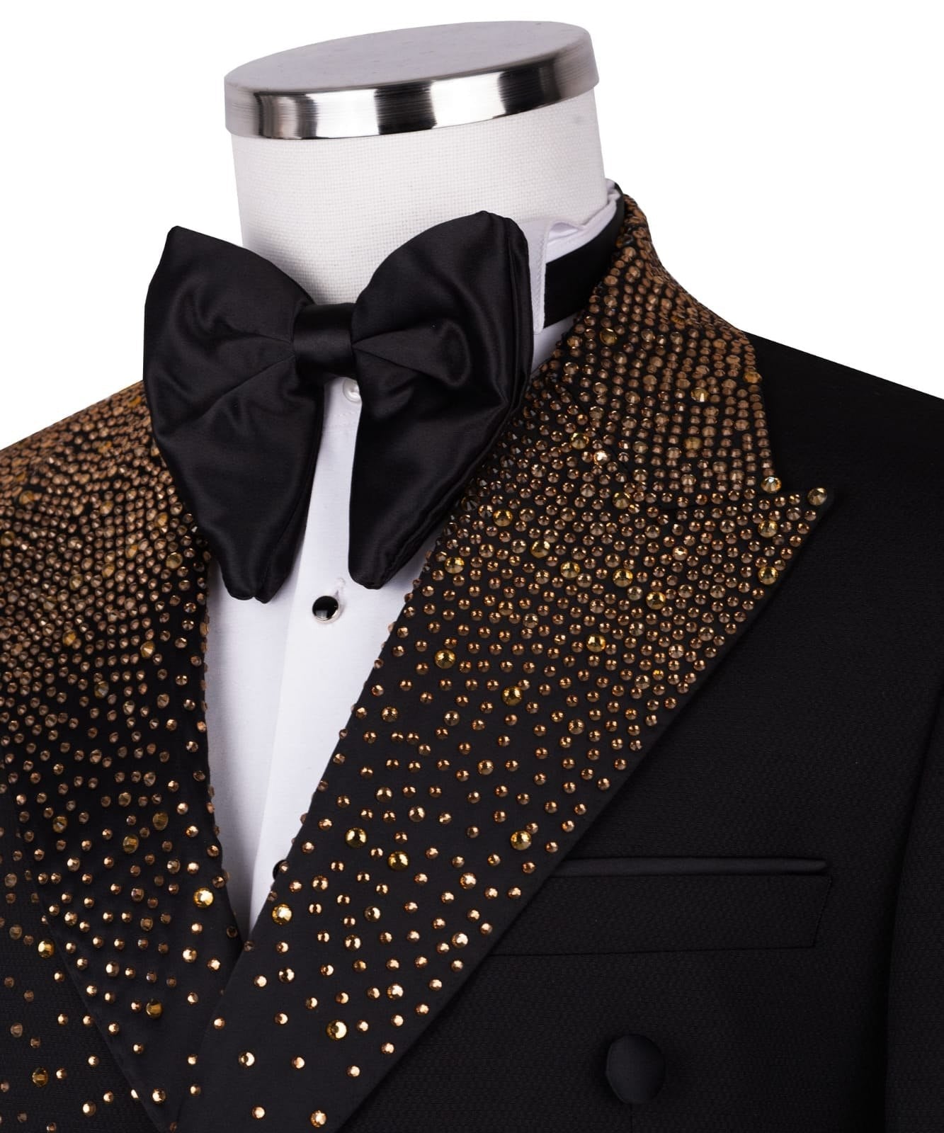 Black Gold Embellished Double Breasted Tuxedo | Charly Luxury
