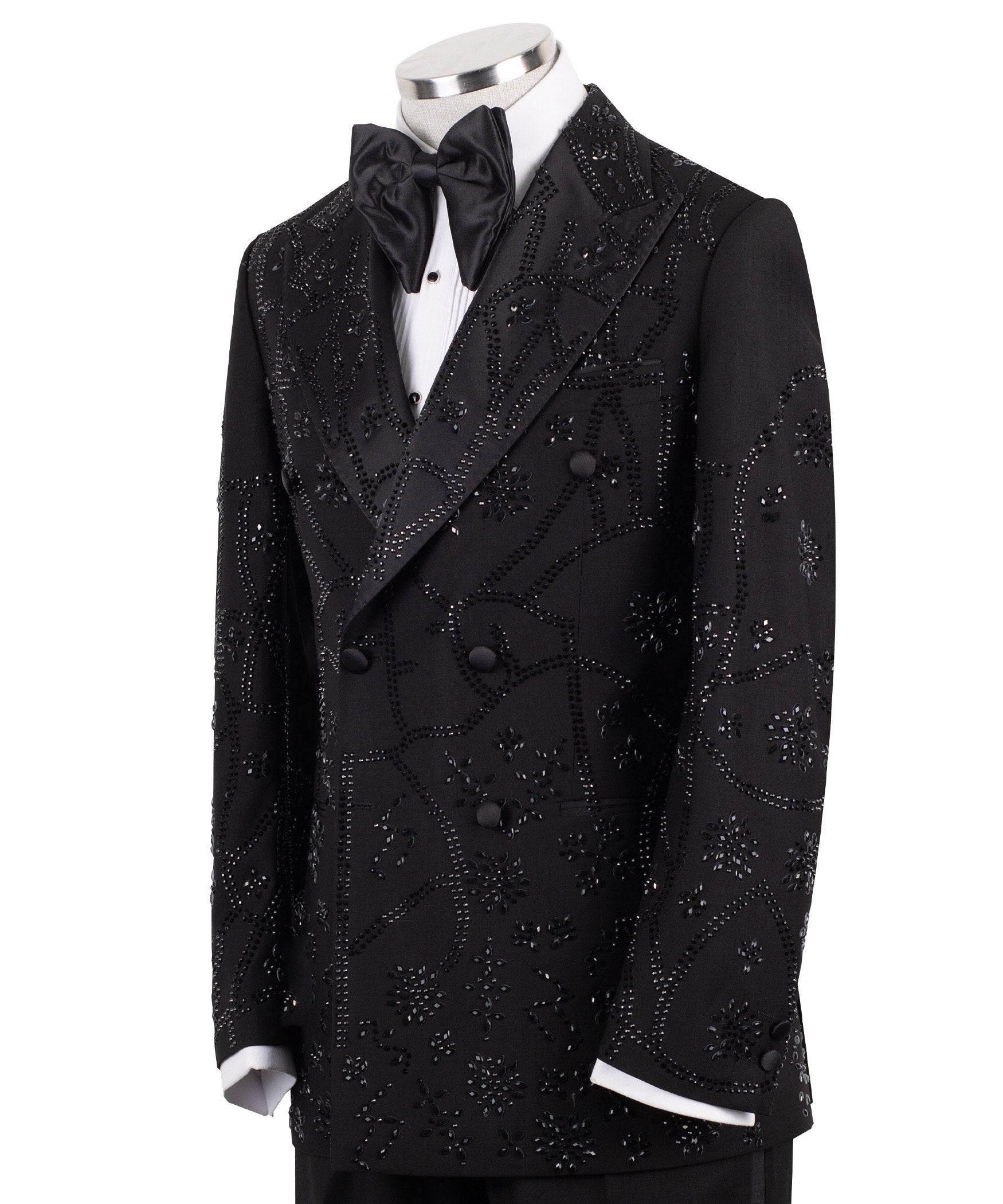 Black Embellished Double Breasted Tuxedo | Charly Luxury