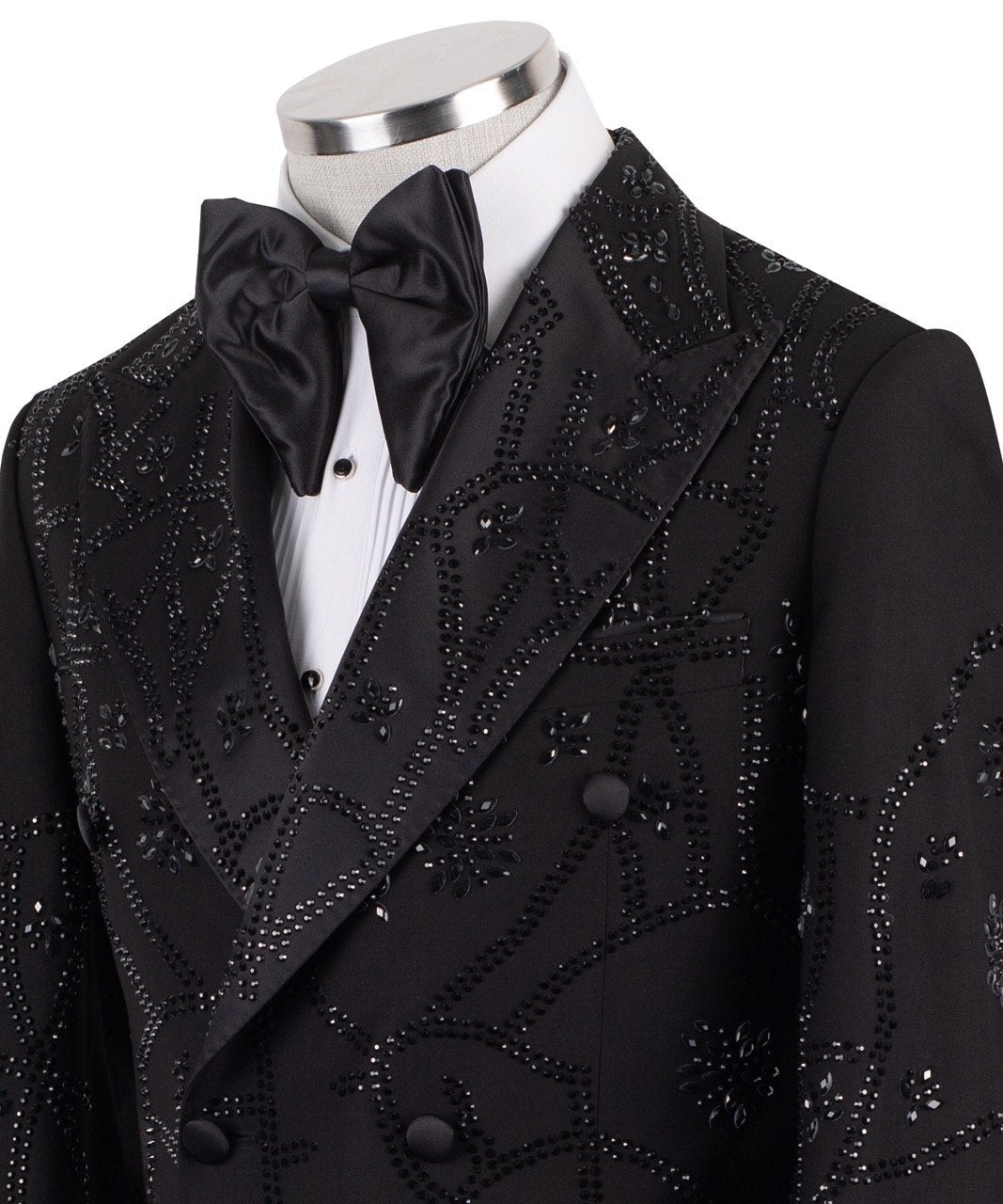 Black Embellished Double Breasted Tuxedo | Charly Luxury