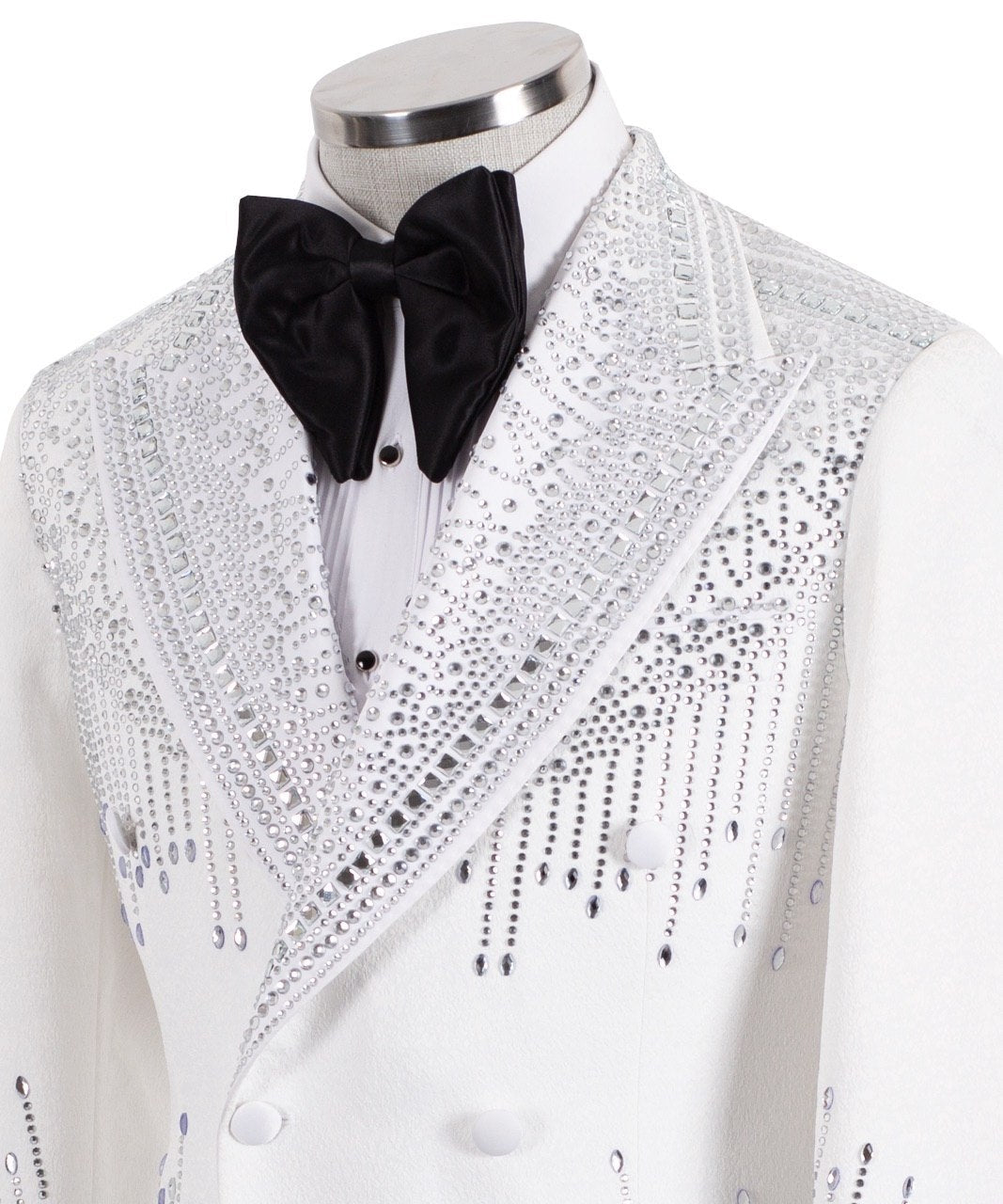 White Embellished Double Breasted Tuxedo | Charly Luxury
