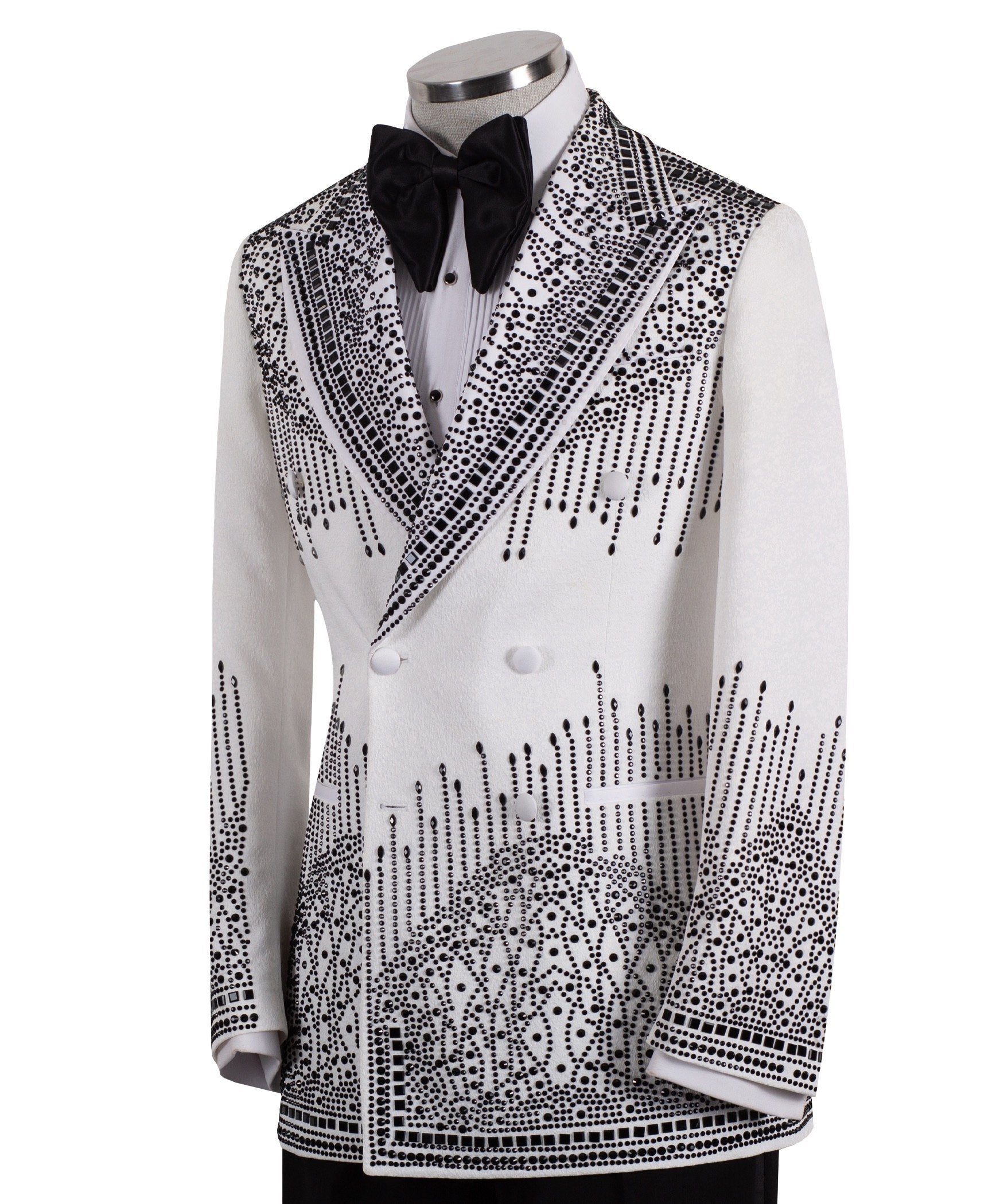 White Embellished Double Breasted Tuxedo | Charly Luxury