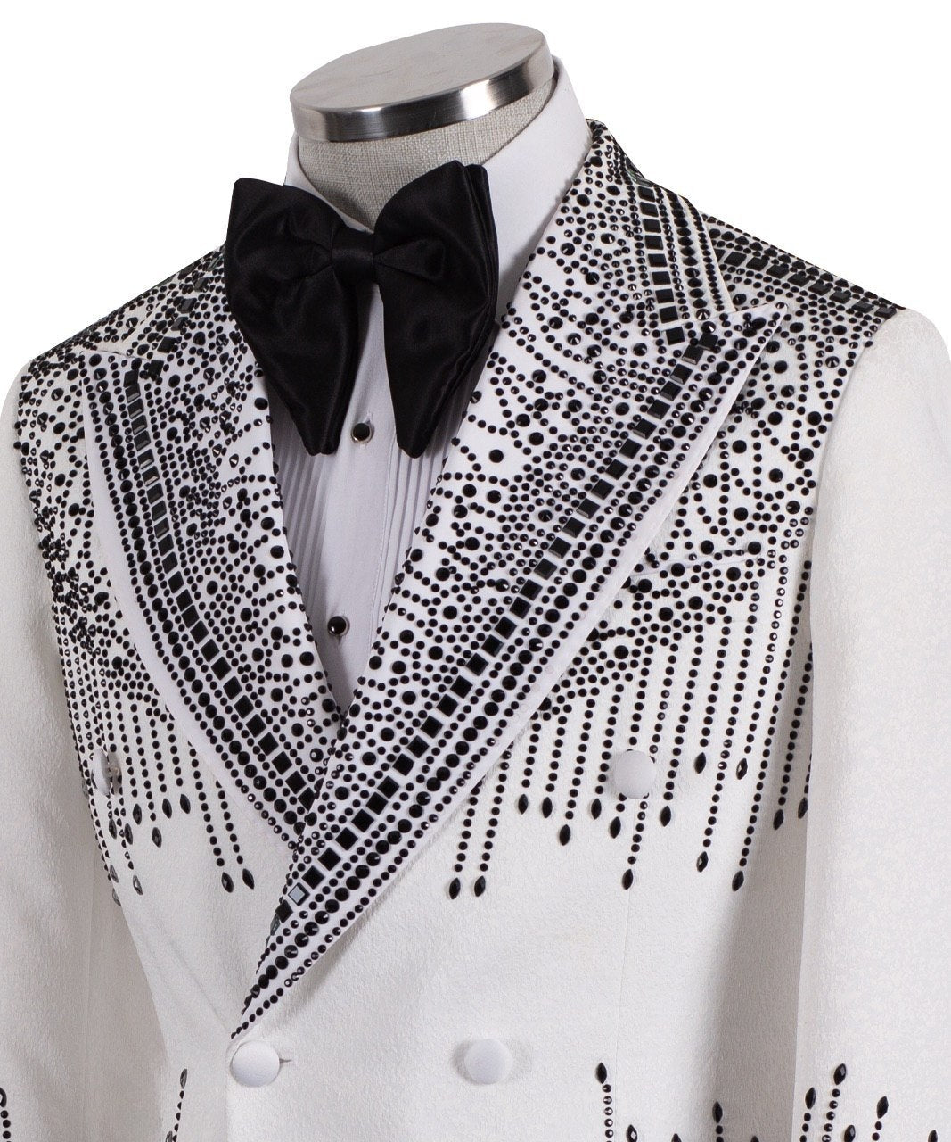 White Embellished Double Breasted Tuxedo | Charly Luxury