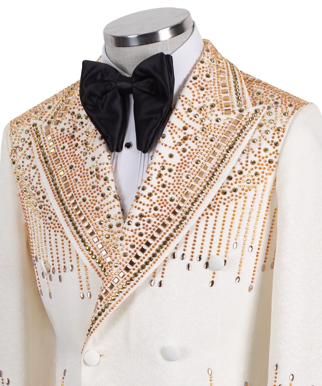 Cream Embellished Double Breasted Tuxedo | Charly Luxury