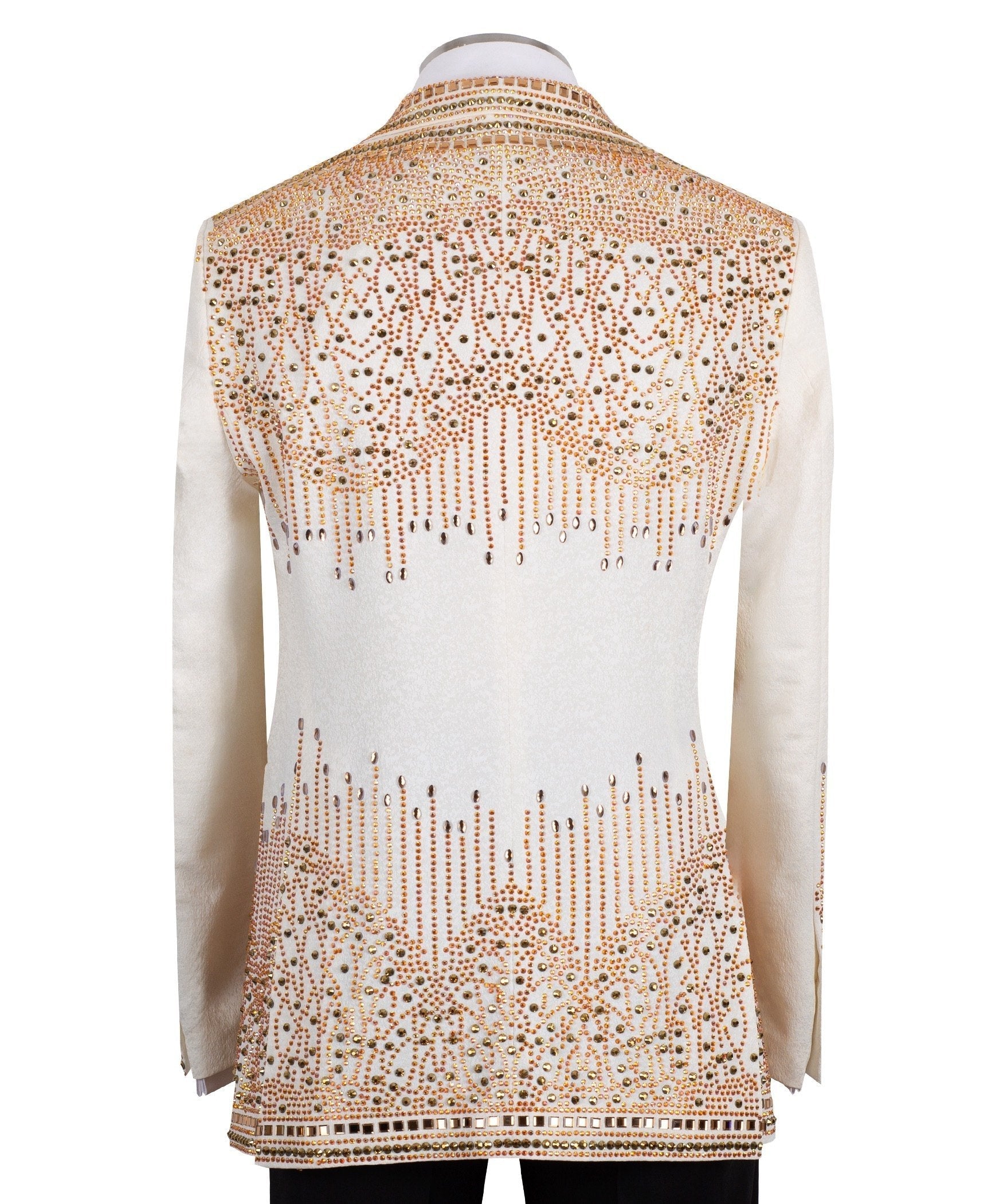 Cream Embellished Double Breasted Tuxedo | Charly Luxury