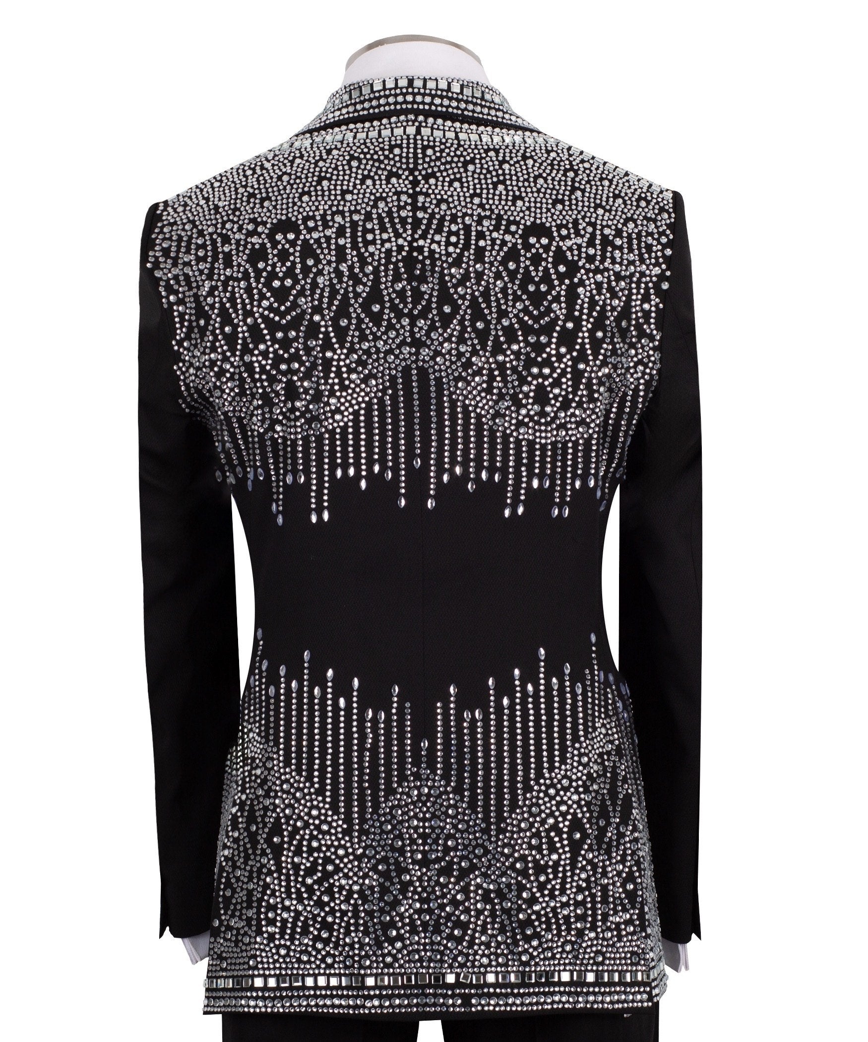 Black Embellished Wool Blend Double Breasted Tuxedo | Charly Luxury