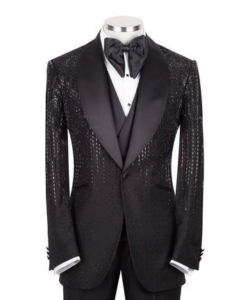 Charly Couture — Onyx Hand-Embellished Three-Piece Tuxedo