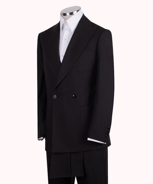 Charly Couture — Monaco Black Double-Breasted Wool Blend Suit