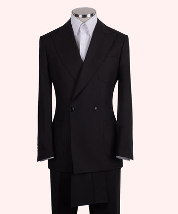 Charly Couture — Atelier Black Peak Lapel Double-Breasted Wool Suit
